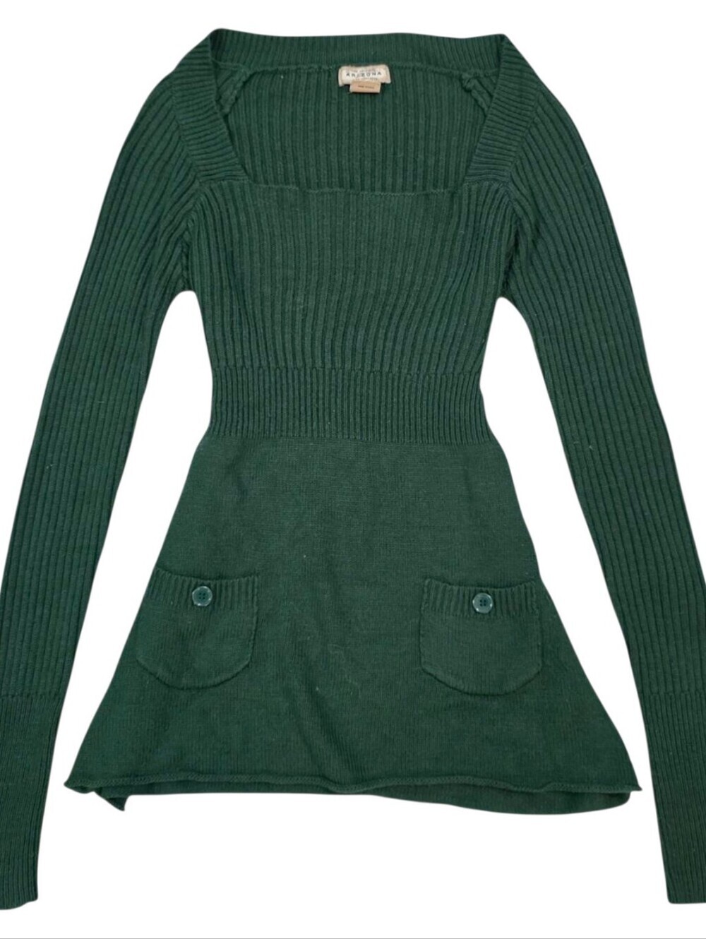 Arizona Jean Company vintage knit green babydoll long sleeve top